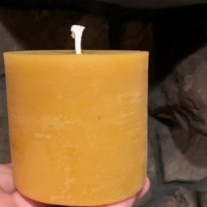 THREE Honey Beeswax Candle  3x3 Pillar Candle